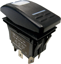 Waterdichte schakelaar met LED-indicator, 4-polig, ON - OFF, 15A/12V, inclusief 25 labels - L061012401 72dpi - L061012401