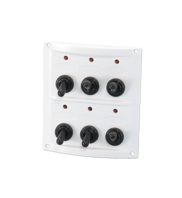 Kunststof schakelpaneel, 12V, 6-schakelaars, 15A zekeringen, incl. labelset, wit - L0674064 72dpi - L0674064