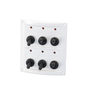 Kunststof schakelpaneel, 12V, 6-schakelaars, 15A zekeringen, incl. labelset, wit - L0674064 72dpi - L0674064