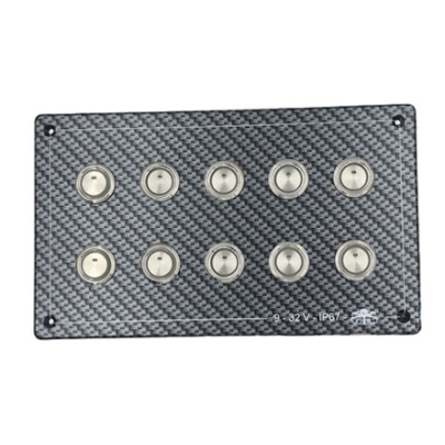 Schakelpaneel, Carbon-look polycarbonaat, 9-32V, waterdicht IP67  Afm.207x123mm - L0680109 1 - L0680109