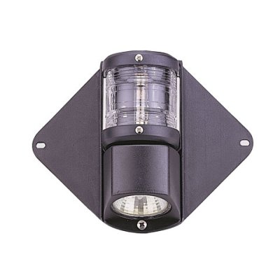 Combinatie top-/deklicht, mastmontage, 12V/10W, 225&deg;, zwart huis met heldere lensen - L4400100 72dpi - L4400100