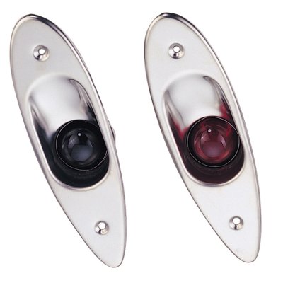 Positielantaarnset voor bak-/stuurboord, zij-inbouw, 12V/6W, RVS huis met rode/groene lens - L4400195 72dpi - L4400195