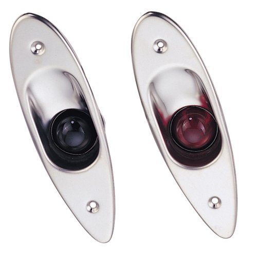 Positielantaarnset voor bak-/stuurboord, zij-inbouw, 12V/6W, RVS huis met rode/groene lens - L4400195 72dpi - L4400195