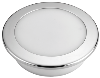 Kunststof LED-Plafondlamp met RVS ring, &Oslash;107.8mm, inbouw, 12V/7,5W, LED 16x 5&Oslash;, warm white - L4400604 72dpi - L4400604