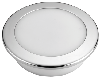 Kunststof LED-Plafondlamp met RVS ring, &Oslash;107.8mm, inbouw, 12V/7,5W, LED 16x 5&Oslash;, warm white - L4400604 72dpi - L4400604