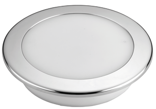 Kunststof LED-Plafondlamp met RVS ring, &Oslash;155mm, inbouw, 12V/9,3W, LED 26x 5&Oslash;, warm white - L4400605 72dpi - L4400605