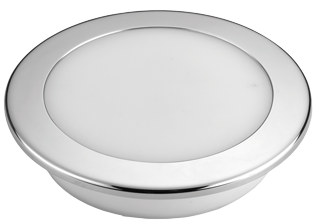 Kunststof LED-Plafondlamp met RVS ring, &Oslash;155mm, inbouw, 12V/9,3W, LED 26x 5&Oslash;, warm white - L4400605 72dpi - L4400605