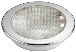 Kunststof 2-Kleurige LED-Plafondlamp met RVS ring, &Oslash;155mm, inbouw, 8-30V, LED 1x 3W + 10x top RED, warm white, IP67 - L4400615 72dpi - L4400615