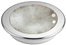 Kunststof 2-Kleurige LED-Plafondlamp met RVS ring, &Oslash;155mm, inbouw, 8-30V, LED 1x 3W + 10x top RED, warm white, IP67 - L4400615 72dpi - L4400615
