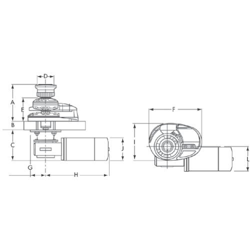 Lofrans windlasses Ankerlier verticaal, 'Project X1', 6mm, 12V, 500W, zonder verhaalkop, brons-verchroomd - Lofrans x1 dimensions - 72206