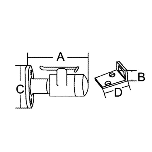 RVS Deurstopper/houder, met beugel, A=61mm, B=17mm, C=50mm, D=30mm - N0085019 1 72dpi - N0085019