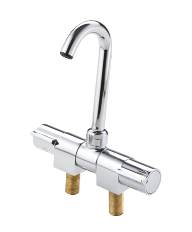 Verchroomde 2-knops-mengkraan, inklapbaar, &Oslash;14mm-uitloop, aansluiting 3/8", A=60mm, B=140mm, C=180mm, D=155mm, E=60mm - N0103110 01 72dpi - N0103110