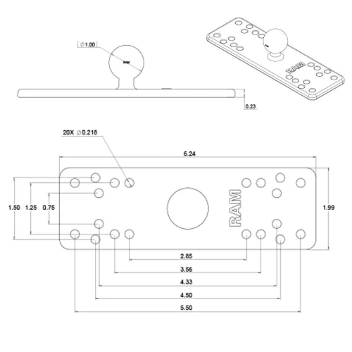 Ram Mount RAM-B-111U Universele Echolot Halterung - N3mm11xc - 900405006