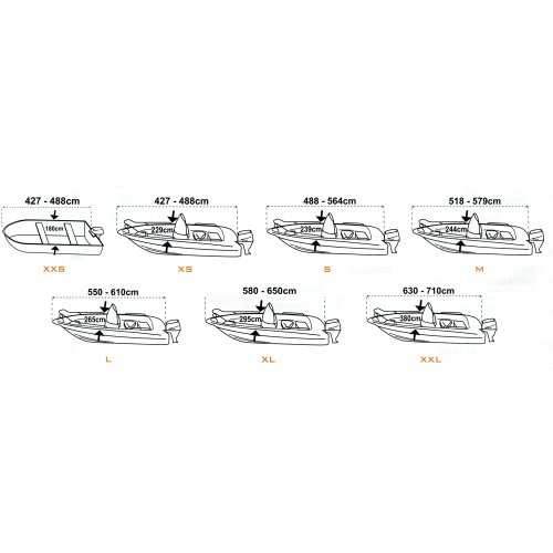 Dekzeil maat tender, zilvergrijs, bootlengte 240-300cm, bootbreedte 140-150cm - O2224300 1 - O2224300