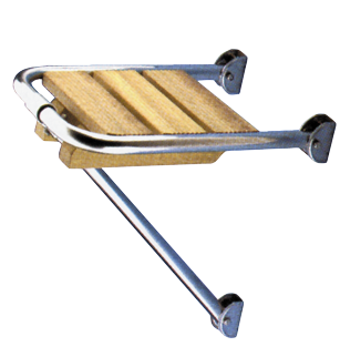 RVS mini zwemplateau met teakhouten vlonder, afm. 270x360mm, 1x uithouder, buis &Oslash;25mm - S1900027 72dpi - S1900027