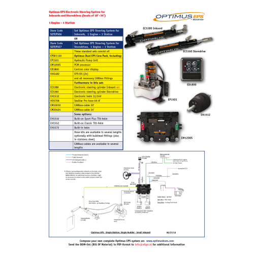 SeaStar Set Optimus EPS Inboard, 1 Motor & 1 Stuurstand - Seteps0607 - SETEPS06