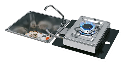 RVS Combi Gaskomfoor met spoelbak en opklapbare koudwaterkraan - Z0801710 72dpi - Z0801710